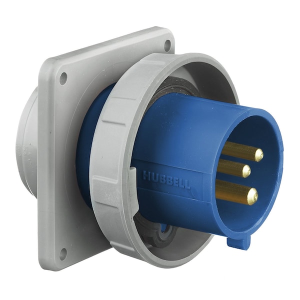 Hubbell Wiring Device-Kellems Watertight Pin & Sleeve Inlet, 30 A, 250V AC, Single Phase, 2 Pole, Blue, NEMA Not Rated HBL330B6W - main